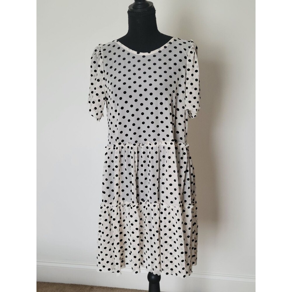 Altar'd State NWT Polka Dot Sheer Tiered Mini Dress Whimsical Modern VNTG Size S